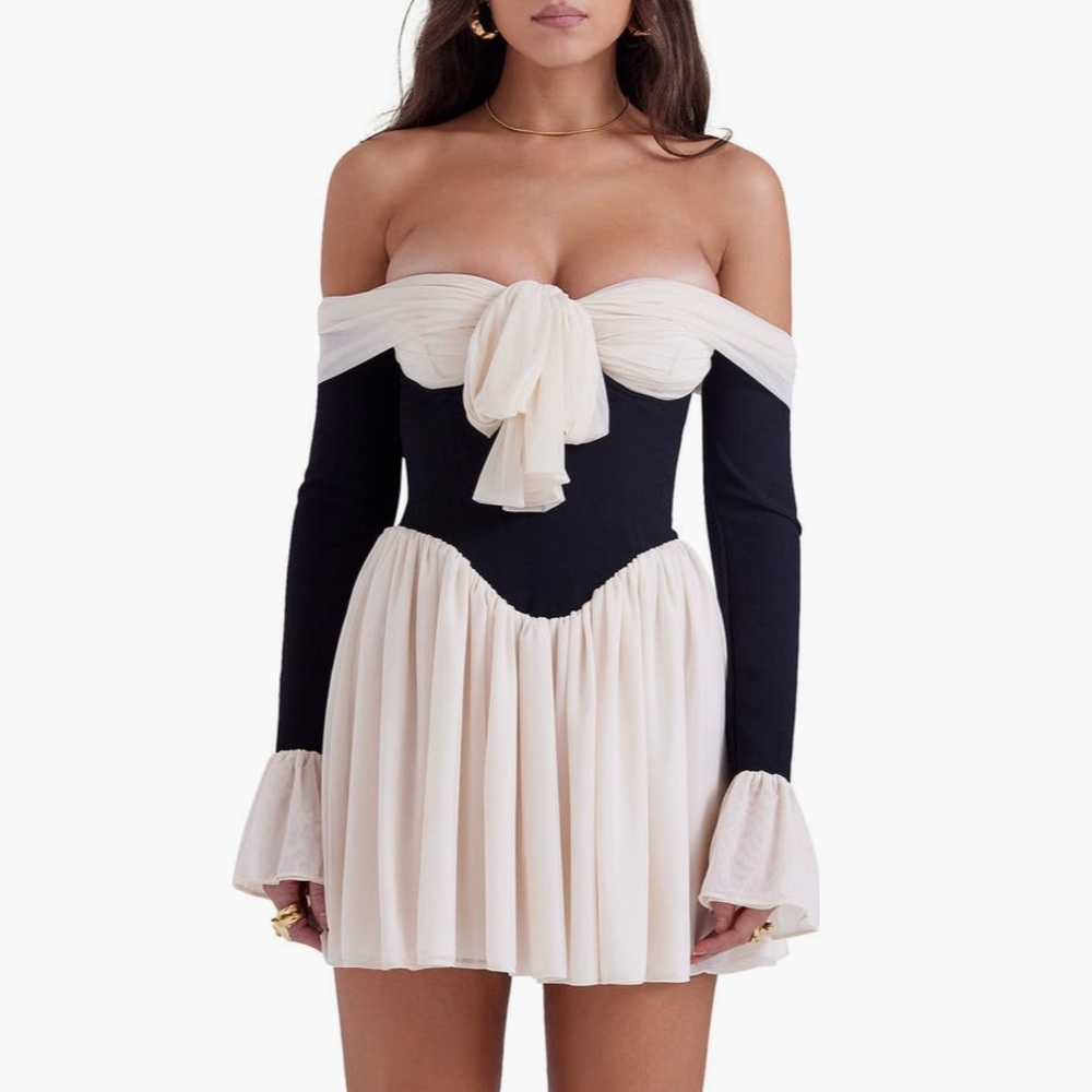 House of CB Alana Strapless Long-sleeve Mini Dress